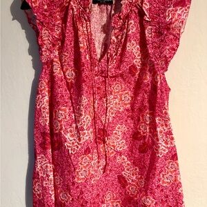 Generation Love Pink Floral Ruffle Tie-Neck Tunic